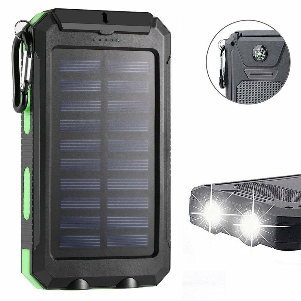 SolarBud 2024 2 USB Portable Charger Solar Power Bank for Cell Phone, Green